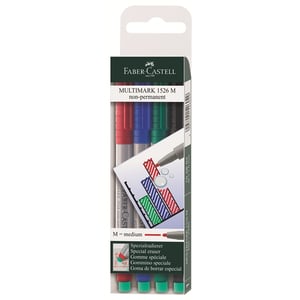 Faber-Castell MULTIMARK Marker, 4 Stück: Schwarz, Blau, Grün, Rot