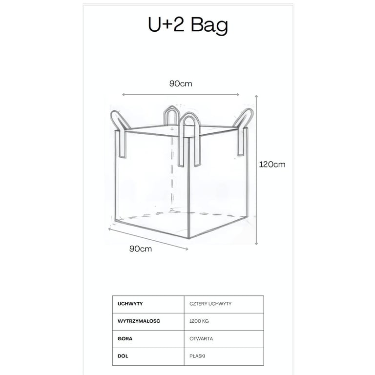 Extralink BIG BAG U+2 90X90X120CM 1200KG 960 l 1 szt. Biały
