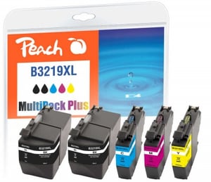 Peach PI500-232 Tintenpatrone, 5 Stück. Ersatzpatrone, hohe (XL) Kapazität, Schwarz, Cyan, Magenta, Gelb