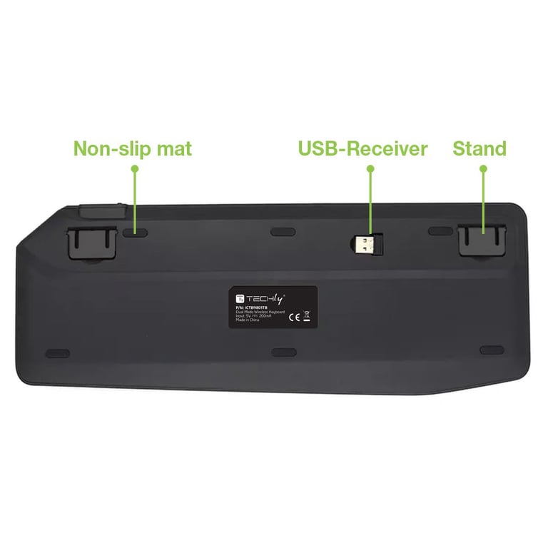 Techly ICTB9801TB klawiatura Uniwersalne RF Wireless + Bluetooth QWERTY US English Czarny