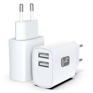 Techly IPW-USB-12W2A Portable Device Charger: Headphones, Portable Speaker, Power Bank, Smartphone, Tablet, White, AC, Indoor