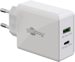 Goobay 61674 ładowarka do urządzeń przenośnych Słuchawki, Telefon komórkowy, Smartfon Biały Prąd przemienny Szybkie ładowanie Wewnętrzna