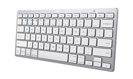 Trust 24654 klawiatura Biuro Bluetooth QWERTY Hiszpański Srebrny, Biały