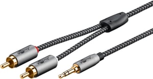 Goobay 65285 kabel audio 1 m 3.5mm 2 x RCA Czarny, Srebrny
