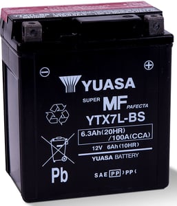 Yuasa YTX7L-BS Blei-Säure-Autobatterie (VRLA) 6 Ah, 12 V, 100 A, Motorrad