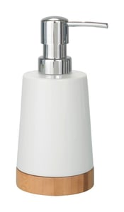 WENKO 17678100 Soap Dispenser 0.33 L Chrome, White, Wood