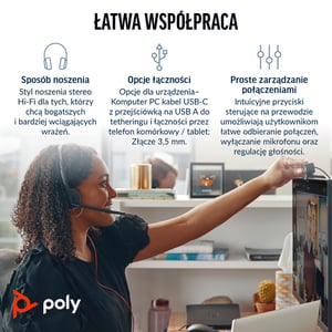 HP Poly Poly Blackwire 3225 Stereo USB-C Headset + 3.5 mm Plug + USB-C/A Adapter