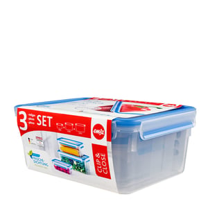 EMSA 508567 Rectangular Transparent Food Storage Container, 3-Pack