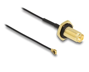 DeLOCK Kabel antenowy RP-SMA żeński grodzi do I-PEX Inc., MHF I męski 1.13 35 cm długość gwintu 10 mm odporny na zachlapania