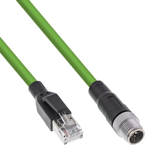 InLine 40610 kabel för sensorer och ställdon 10 m M12 RJ-45 Grön