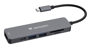 Verbatim 32156 USB 3.2 Gen 1 (3.1 Gen 1) Type-C-Hubs und -Konzentratoren, 5000 Mbit/s, grau