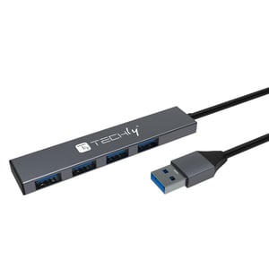 Techly IUSB32-HUB4A-4U3SL Wired USB 3.2 Gen 1 (3.1 Gen 1) Type-A Docking Station, Gray