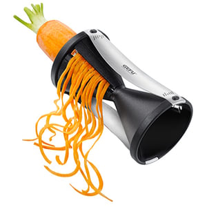GEFU Spirelli Manual Slicer, Black, Silver Plastic, Stainless Steel