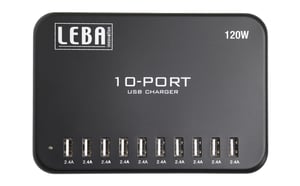 LEBA Innovation NoteCharge NCHAR-U10-SC Ladegerät für mobile Geräte wie Tablets, universell einsetzbar, schwarz, USB, Schnellladung, intern