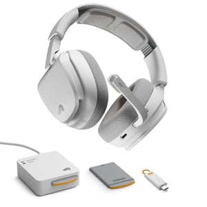 Glorious Gaming GHS Wireless InfinitePlay Zestaw słuchawkowy Bezprzewodowy Opaska na głowę Bluetooth Podstawka do ładowania Biały