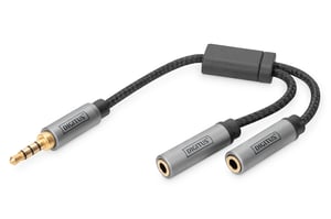 Digitus Audioadapter für Kopfhörer, 3,5-mm-Miniklinkenstecker auf 2 x 3,5-mm-Miniklinkenbuchse