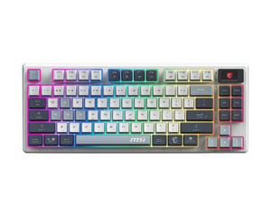 MSI FORGE GK600 TKL WIRELESS SKY klawiatura Gaming USB + Bluetooth QWERTY British English Niebieski, Biały