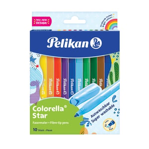 Pelikan 822299 Filzstift Schwarz, Blau, Braun, Grün, Hellblau, Hellgrün, Orange, Violett, Rot, Gelb, 10 Stück.