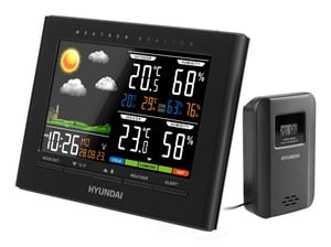 Hyundai WS4380 digitale Wetterstation, schwarz, Netzbetrieb/Batteriebetrieb