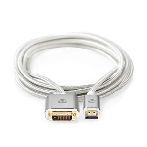 Nedis CCTB34800AL20 adapter kablowy 1 m HDMI Typu A (Standard) DVI-D Srebrny
