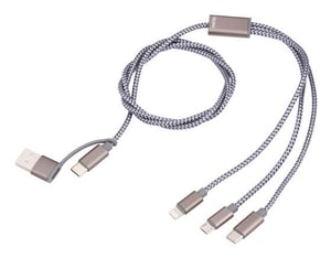 TROIKA CBL30/GY kabel USB 1 m USB C USB C/Micro USB-A/Lightning Szary