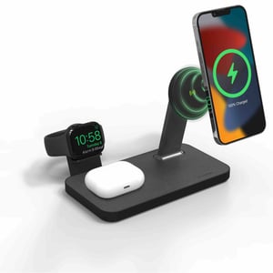 mophie 401309756 laddare för mobila enheter Hörlurar, smartphone, smartklocka Svart Växelström Trådlös laddning Snabbladdning Inbyggd