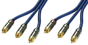 Lindy 0.5m Component Video Cable, YPbPr, 0.5 m, 3 x RCA, Blue