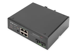 Digitus 4-portars Gigabit Ethernet PoE-nätverksswitch, industriell, icke-hanterbar, 2 SFP-uplink