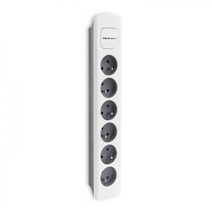 Qoltec 50297 1.8 m Power Strip, 6 Outlets, Indoor, Gray, White