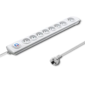 Qoltec 50293 ochrona przeciwprzepięciowa Biały 8 x gniazdo sieciowe 230 V 1,5 m