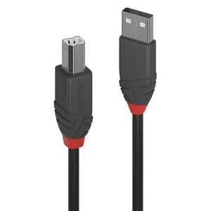 Lindy 36677 USB-Kabel USB 2.0 10 m USB A – USB B Schwarz, Grau, Rot