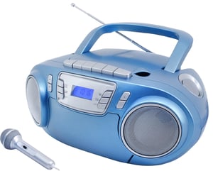 Soundmaster SCD5800BL Portable Stereo System, Analog, 3 W FM, PLL, Blue, MP3 Player