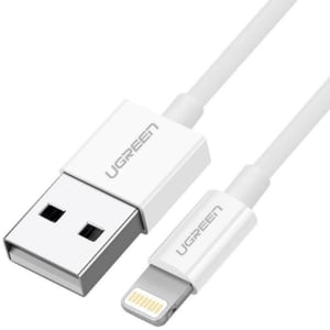 Ugreen USB 2.0 A to Lightning Cable, 2 m, 5V/2.4A, for iPhone 7 / 7 Plus / 6S / 6 / 6 Plus, iPhone 5s / 5c / 5, iPad Mini / Mini 2, iPad 1 m, White