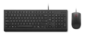 Lenovo Essential Wired Combo Black US/Euro Keyboard with Included Mouse, Universal USB, Black