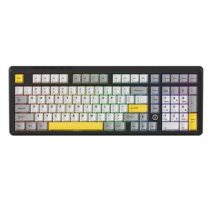 AJAZZ AK980 V2 klawiatura Uniwersalne USB + RF Wireless + Bluetooth QWERTY Czarny, Szary, Żółty