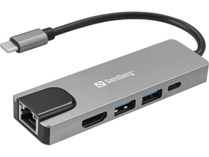 Sandberg 336-99 stacja dokująca Przewodowa USB 3.2 Gen 1 (3.1 Gen 1) Type-C Srebrny