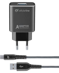 Cellularline TETRACHSMKIT15WTYC Ladegerät für mobile Geräte, universell, schwarz, Wechselstrom, für den Innenbereich