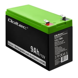 Qoltec 53031 Lead-acid (VRLA) Battery, 12 V, 9 Ah