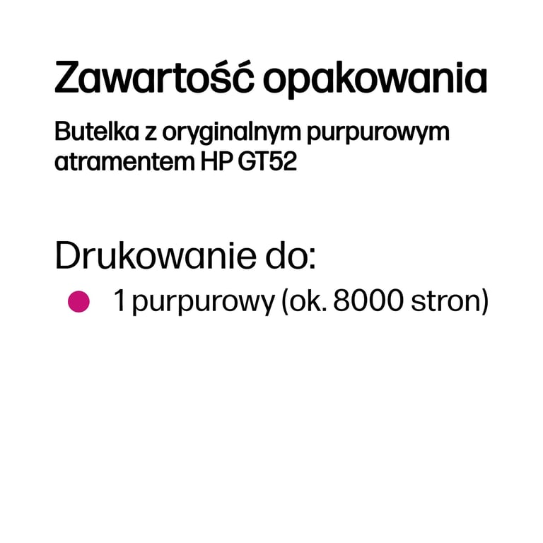 HP Butelka z oryginalnym purpurowym atramentem GT52