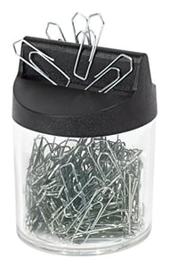 Wedo 270 5154 Paper Clip Container, Black, Transparent