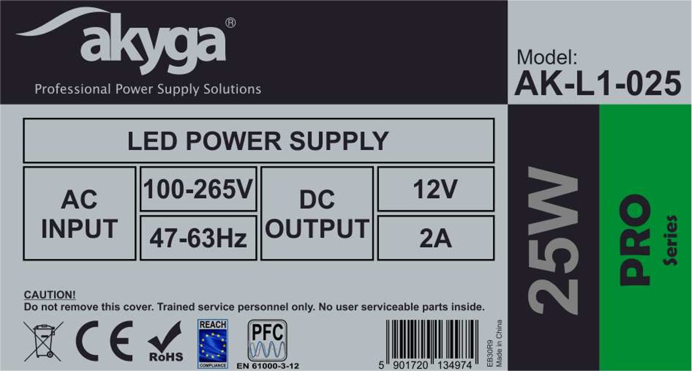 Akyga AK-L1-025 adapter zasilający/ inwentor 25 W Szary