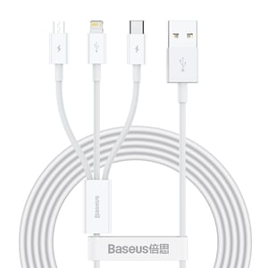 Baseus Superior kabel USB USB 2.0 1,5 m USB A USB C/Micro USB A/Lightning 0,48 Gbit/s Biały