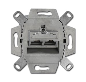 Busch-Jaeger 0218/12-101 2 x RJ-45 Electrical Outlet, Metallic