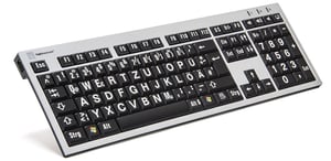 Logickeyboard XLPrint klawiatura Biuro USB QWERTZ Niemiecki Aluminium, Czarny