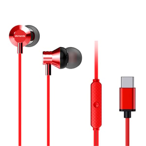 Aiwa ESTM-50USB-C Kopfhörer-Set, kabelgebunden, In-Ear, Anrufe/Musik, USB Typ C, rot