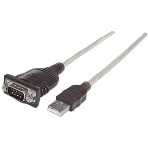 Manhattan 205153 parallellkabel, svart, transparent, 0,45 m, USB A till seriell/COM/RS232/DB9