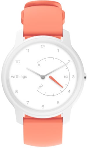 Withings Move Analog Activity Tracker Wristband, Coral, White