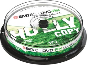 Emtec ECOVRW47104CB 4.7 GB DVD-RW discs, 10-pack