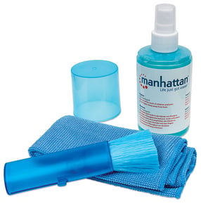 Manhattan 421027 Reinigungsset für LCD-/TFT-/Plasma-Geräte – Feuchttücher und Trockenreinigungstücher sowie 200 ml Reinigungsflüssigkeit