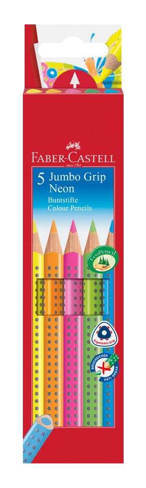 Faber-Castell Jumbo GRIP Blue, Green, Orange, Pink, Yellow (5-pack)